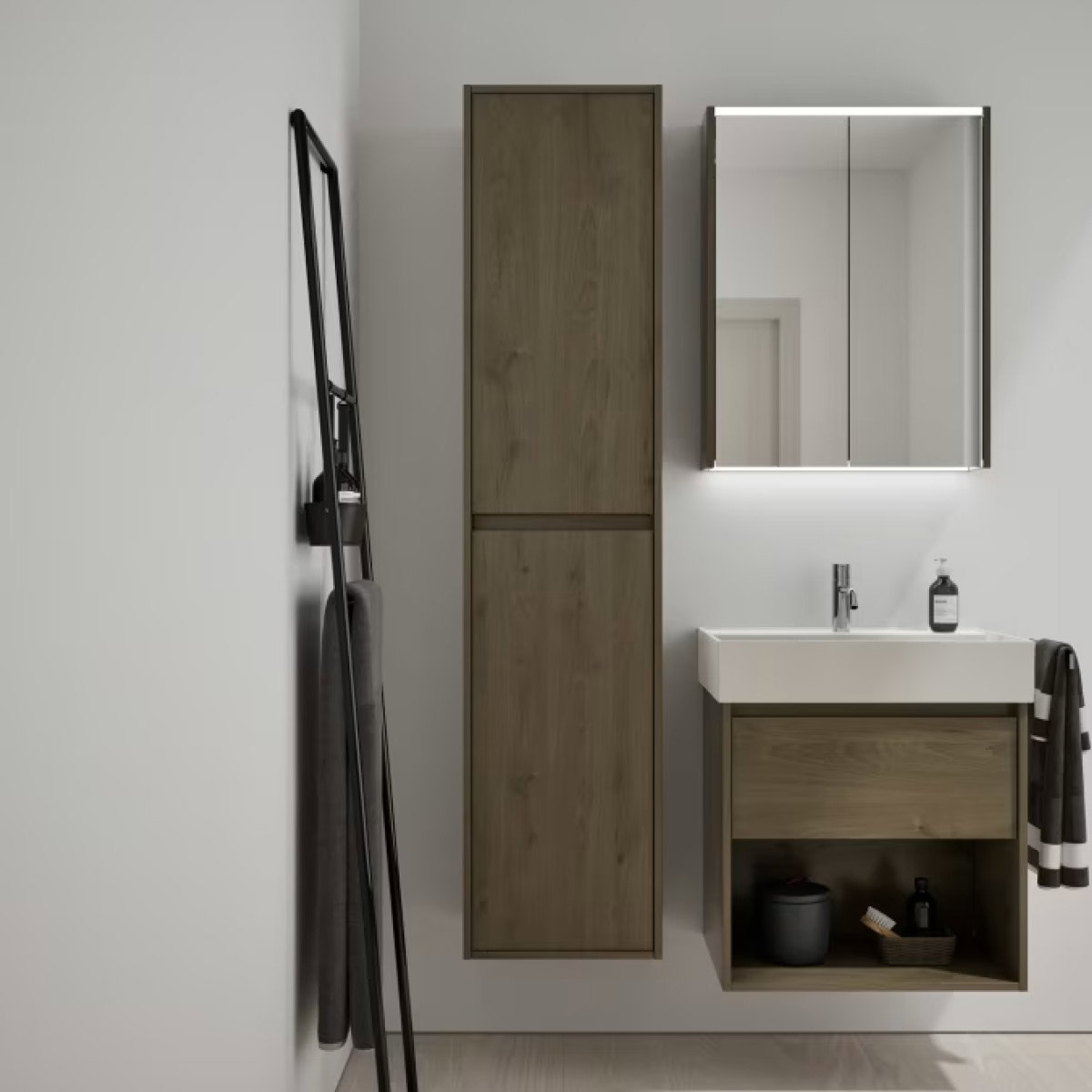 burgbad Devio Hochschrank 40 x 33 x 176 cm, Türanschlag links
