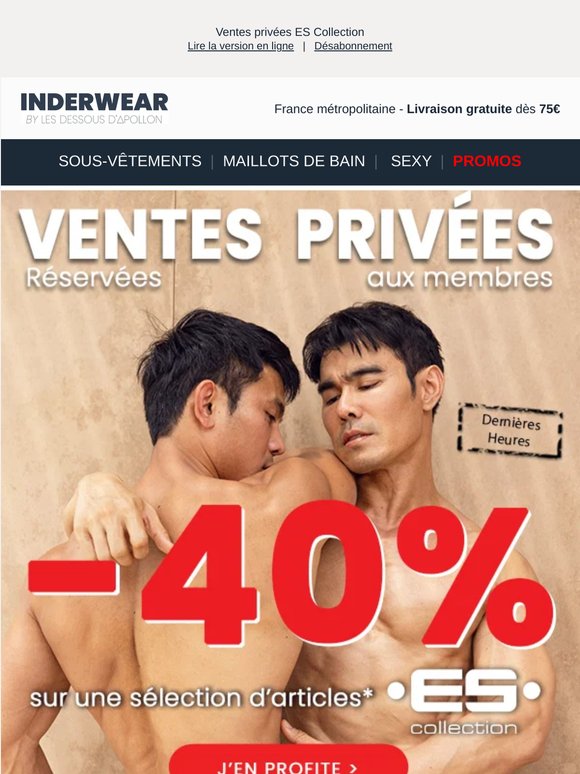 🚨 VENTES PRIVEES ES COLLECTION : dernières heures pour profiter de -40%* sur une sélection !!