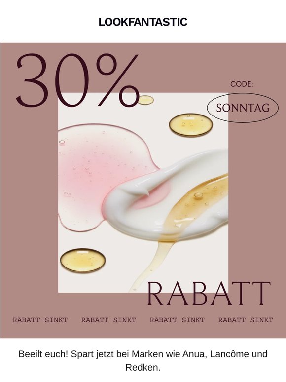 30% Rabatt sinkt...