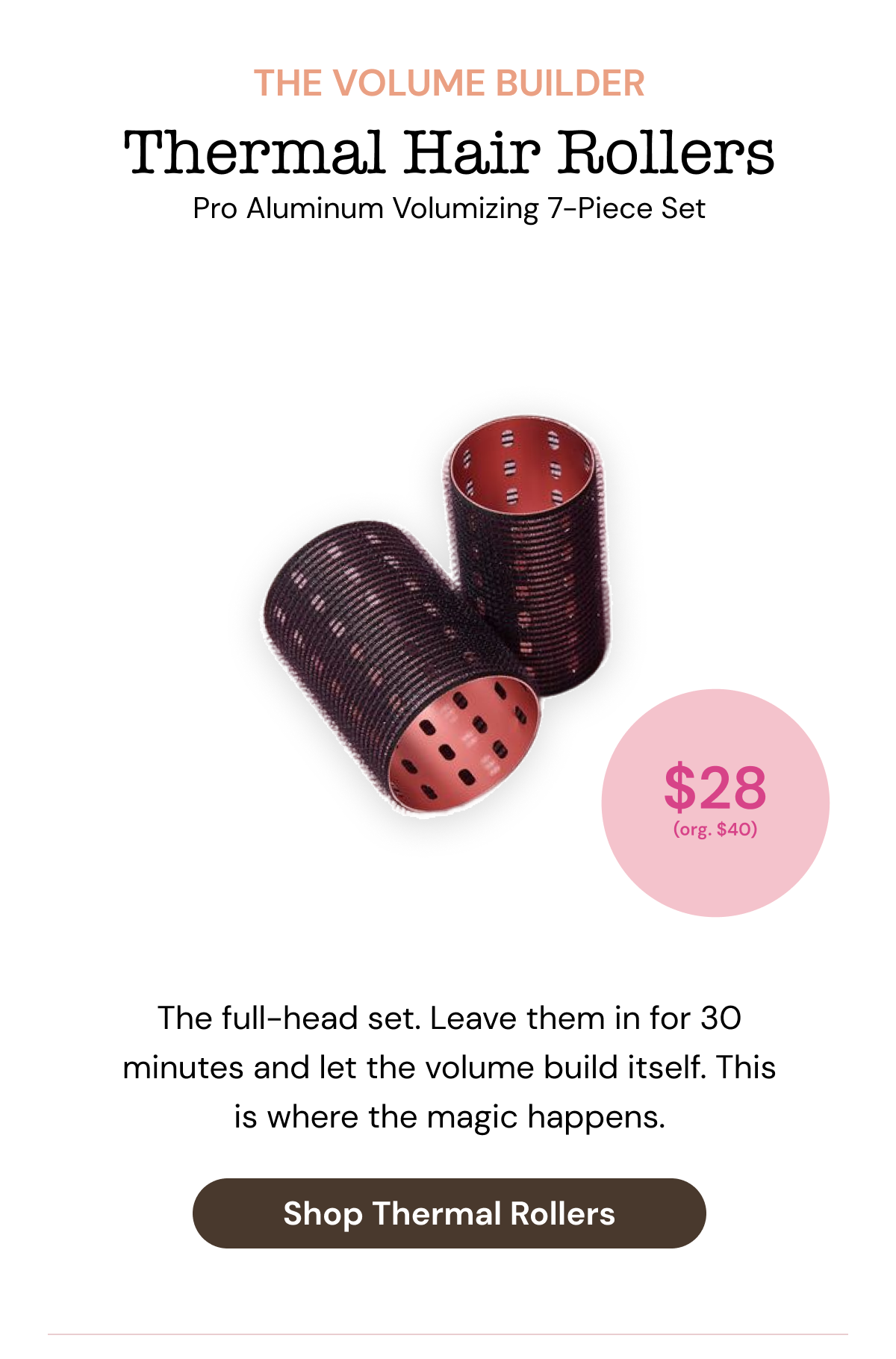 Thermal Hair Rollers Pro Aluminum Volumizing 7-Piece Set.