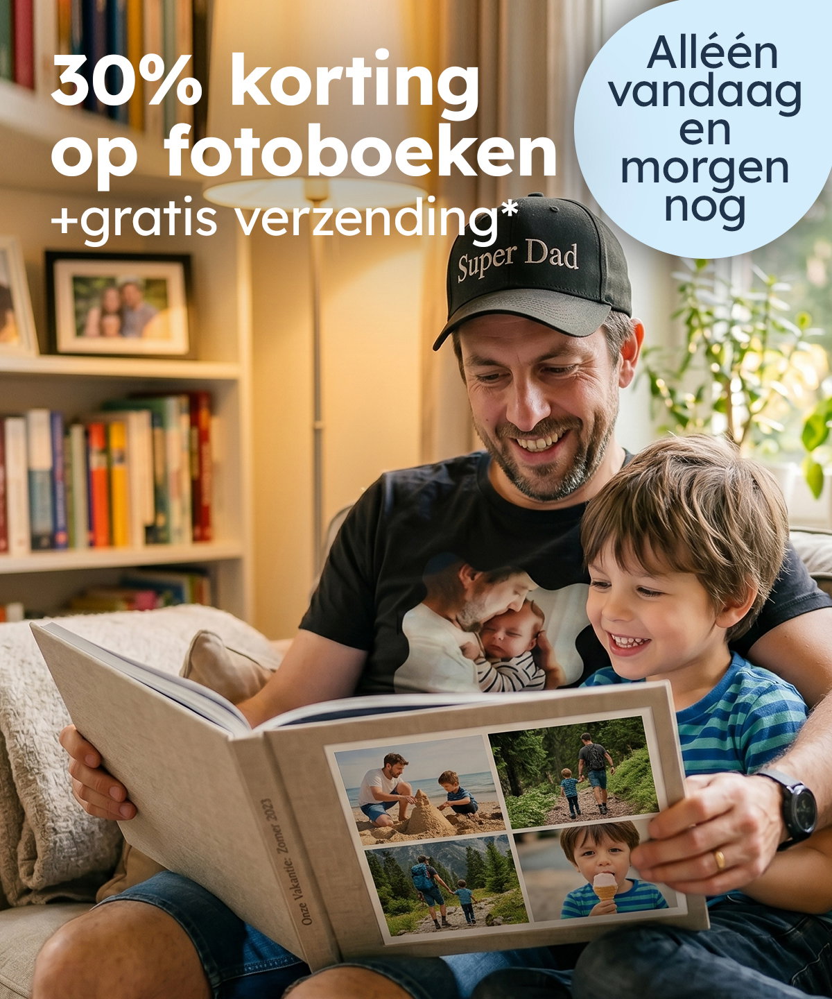 Alleen vandaag en morgen nog: 30% korting op fotoboeken + gratis verzending vanaf 50 euro