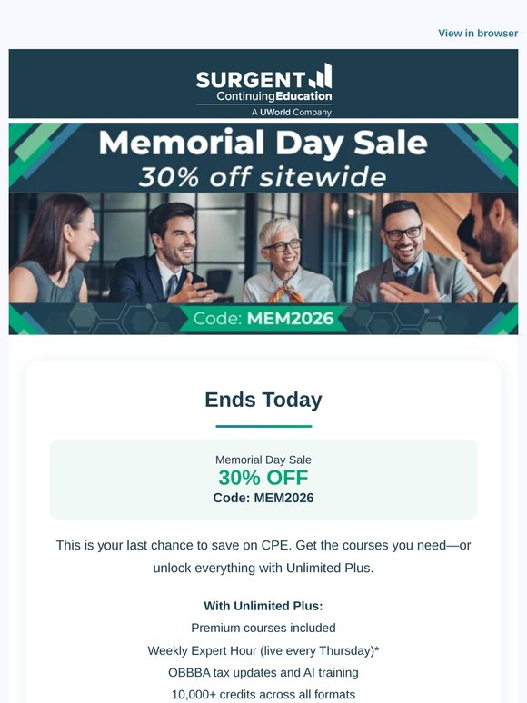 Memorial Day Sale Ends TONIGHT