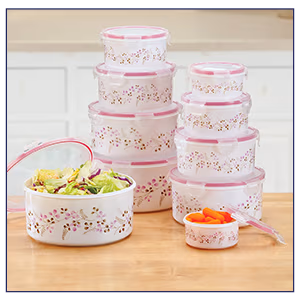 10-Piece Floral Locking Container Set with Bonus Set by Home-Style Kitchen™