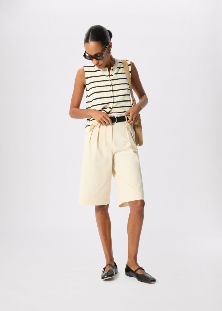 Neutral Cotton Bermuda Short