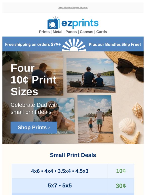 10¢ Prints. 4 sizes.