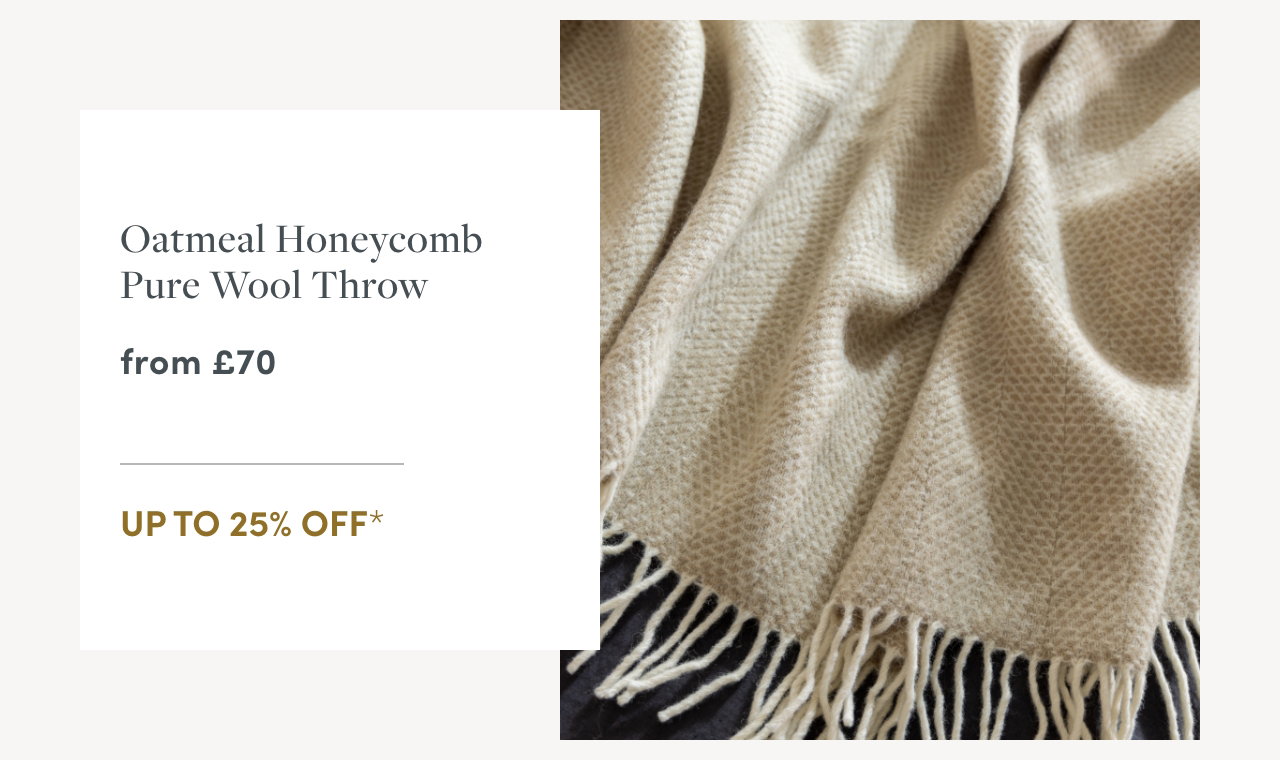 Oatmeal Honeycomb Pure Wool Throw