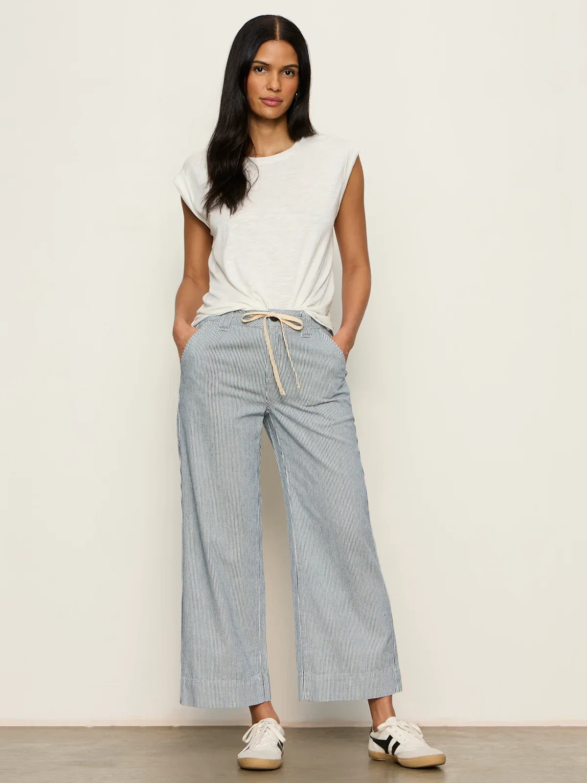 Image of Lily Stripe Cropped Pant Yacht Stripe