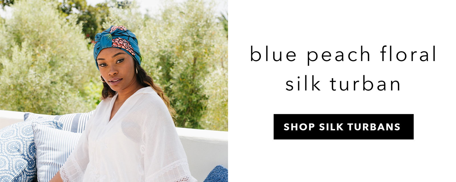 Blue Peach Silk Turban