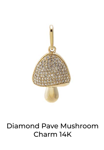 Diamond Pave Mushroom Charm 14K