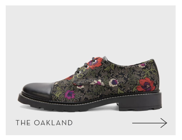 A classic toe-capped derby shoe in a floral print