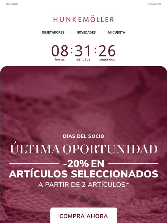 Última oportunidad ⏰ 20% de descuento* | Solo online