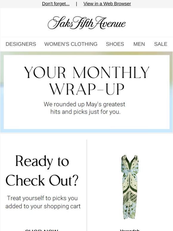 Your May recap: You have items in your cart from Verandah and more
