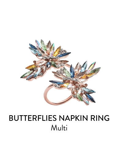 Butterflies Napkin Ring in Multi, Set of 4, in a Gift Box