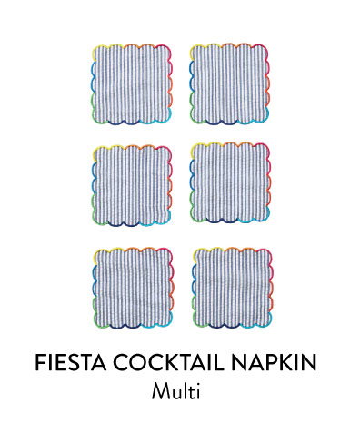 Fiesta Cocktail Napkins in Multi, Set of 6 in a Gift Box