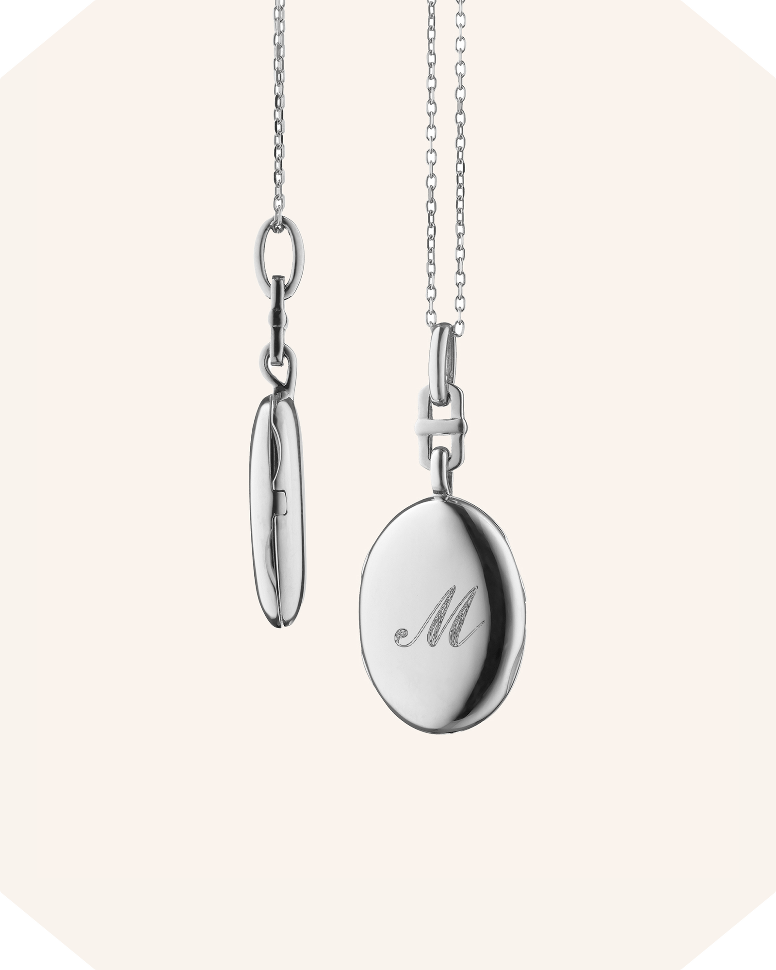 Slim "Eve" Sterling Silver Engraved Locket Necklace