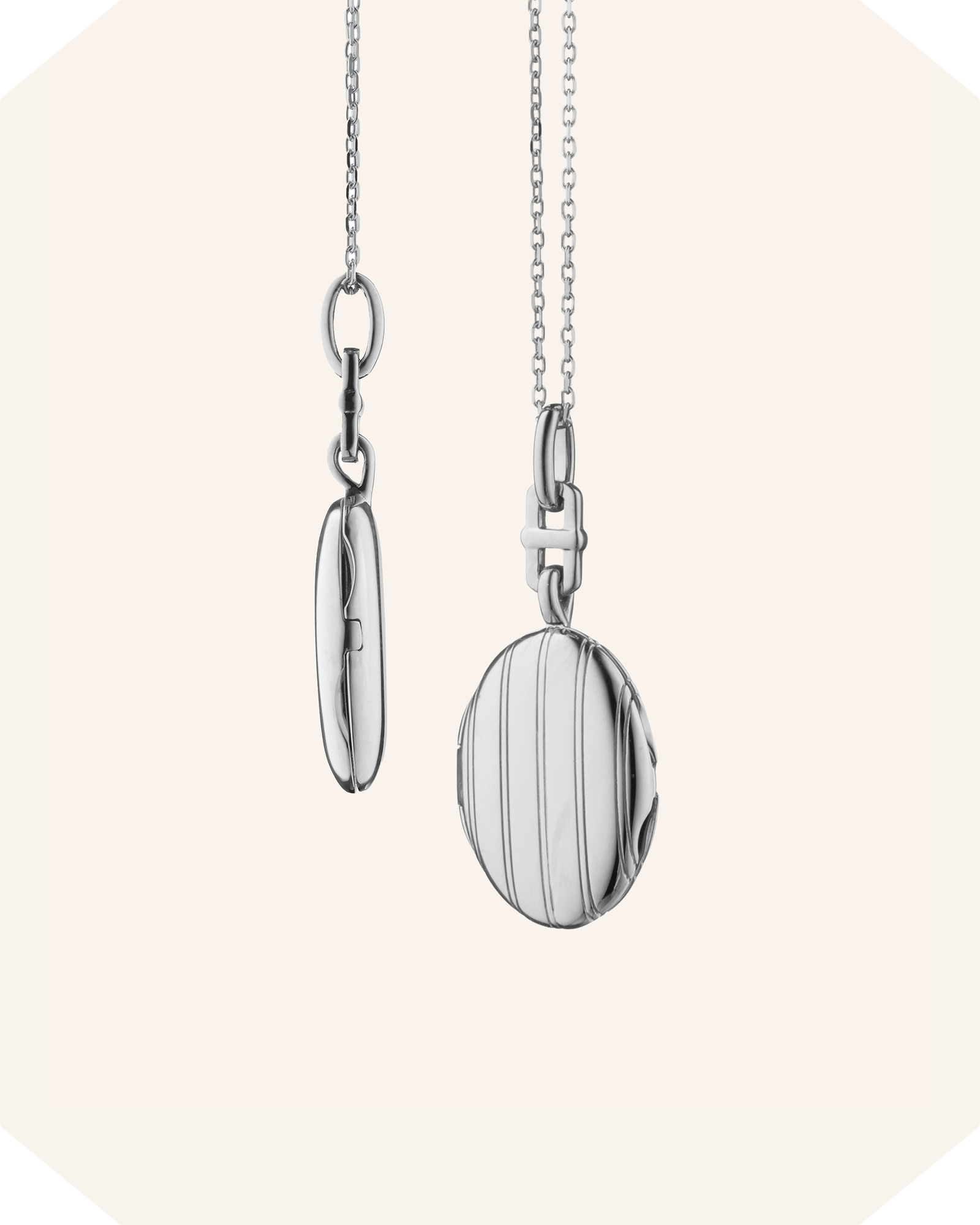 Slim Pinstripe "Eve" Sterling Silver Locket Necklace