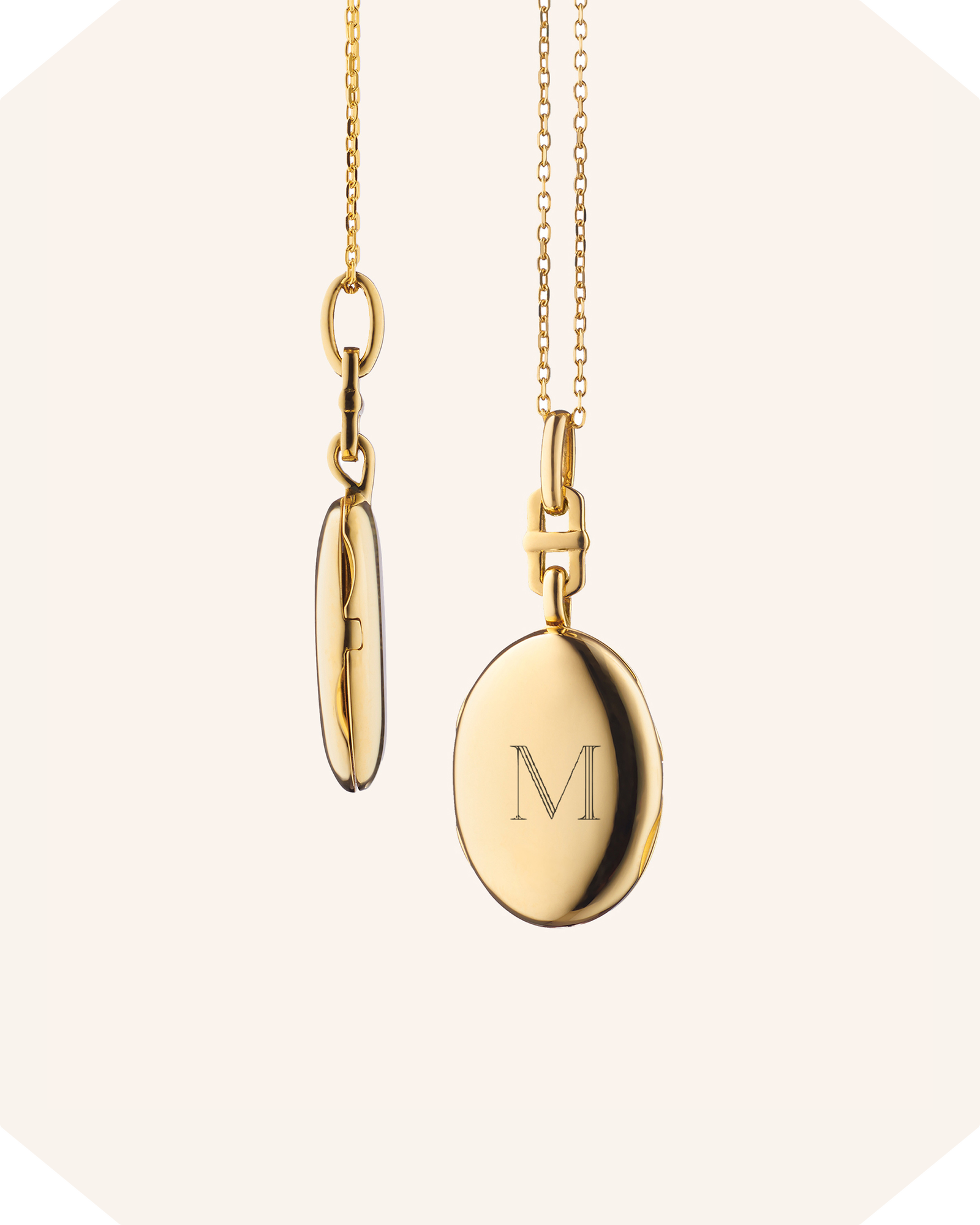 Slim "Eve" 18K Gold Engraved Locket Necklace