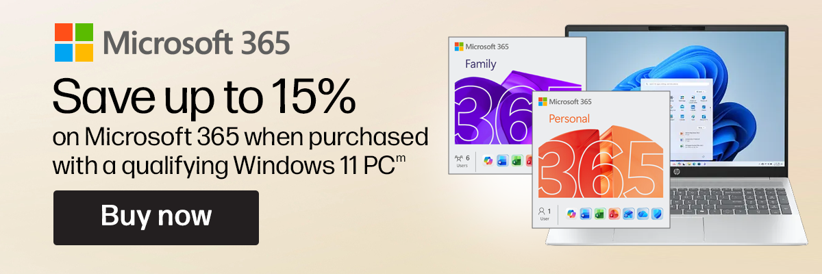 Microsoft 365 | Save up to 15% on Microsoft 365 when purchased with a qualifying Windows 11 PC(m) | Buy now