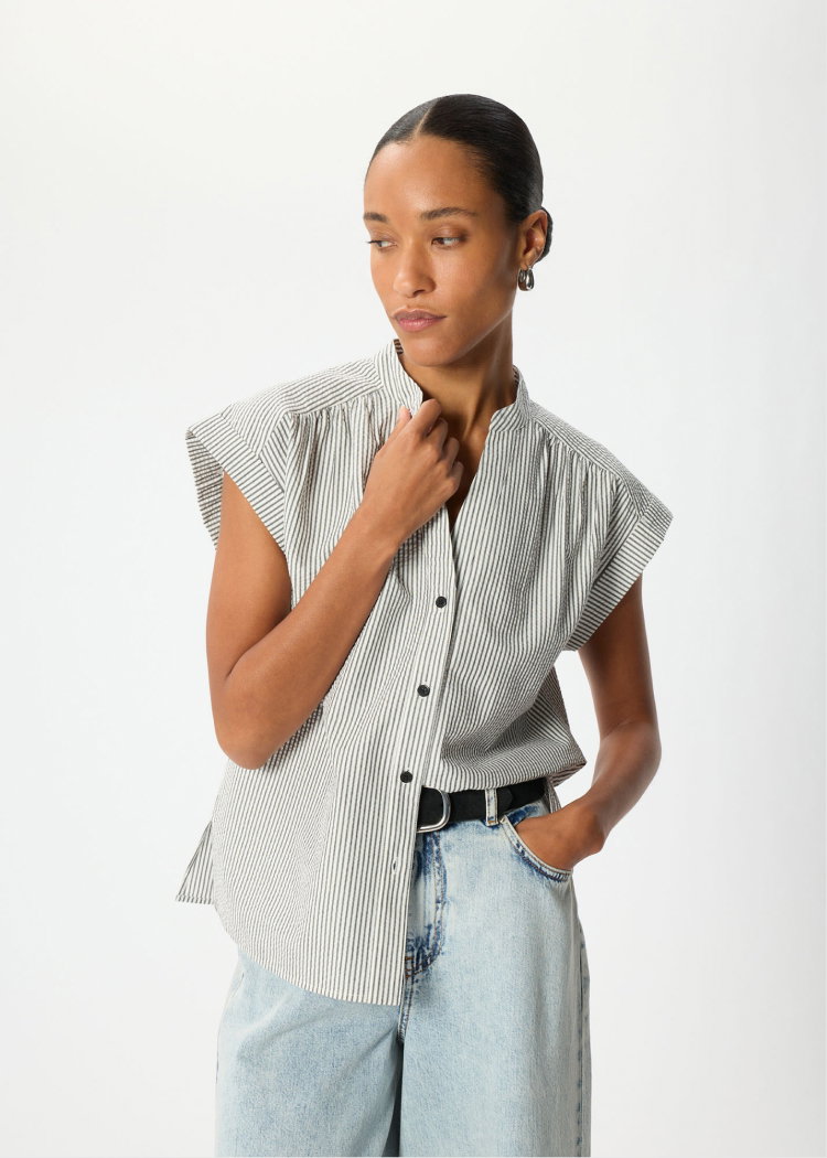 White Seersucker Stripe Shirt
