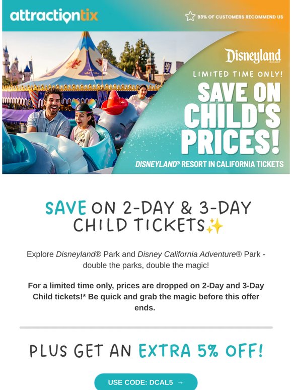 SAVE on Child Tickets at Disneyland Resort! 🏰
