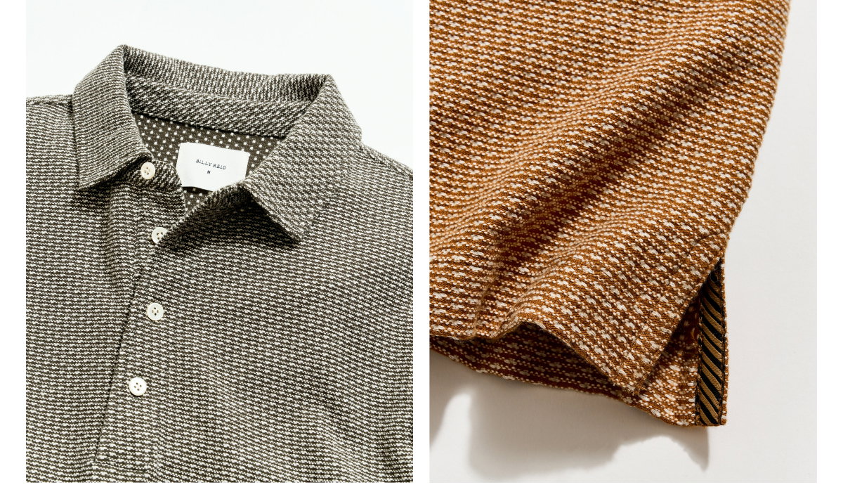 Domino Jacquard Polo in Peat and Brown