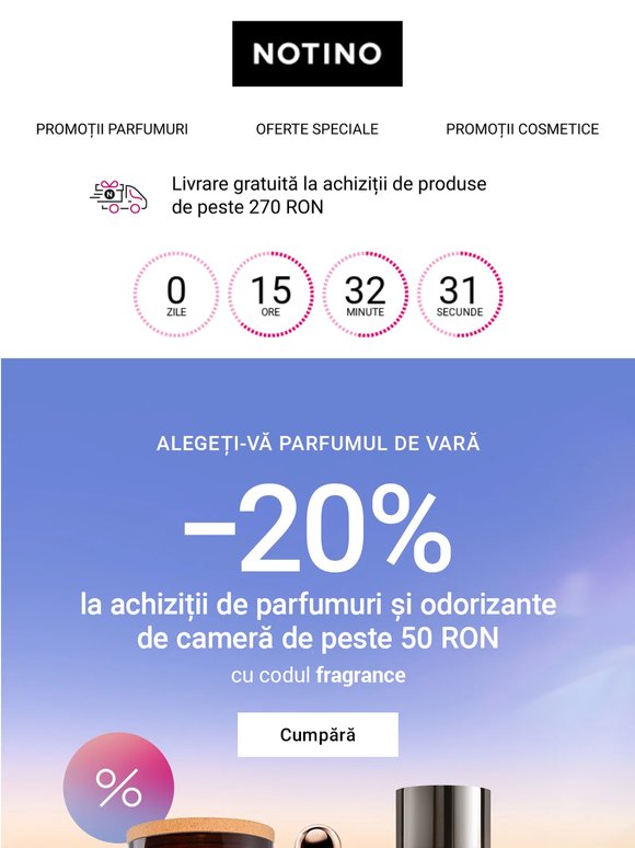Doar astăzi, parfumurile de vară pentru dvs. și pentru locuința dvs. beneficiază de o reducere de 20%