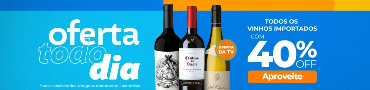 Oferta todo dia - Vinhos Importados com 40% OFF
