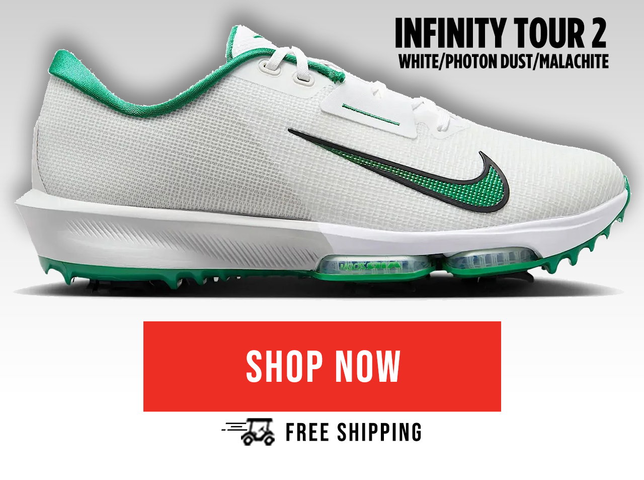 Nike Air Zoom Infinity Tour 2 Golf Shoes - White/Photon Dust/Malachite