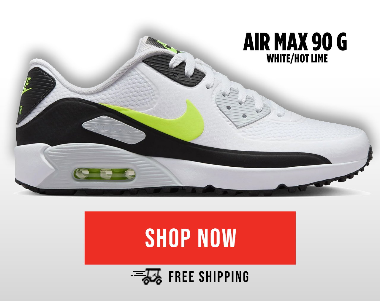 Nike Air Max 90 G Golf Shoes - White/Hot Lime