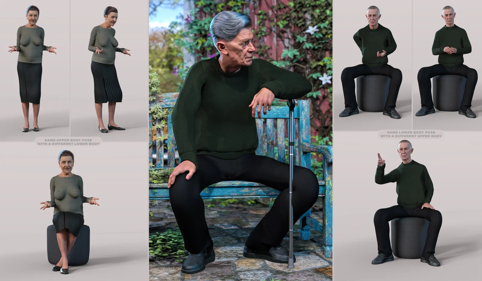 Z Pose Library Old Age Mega Set for Genesis 9 and 8 Female
