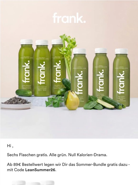 Sechs grüne Flaschen gratis. Sommer kann kommen.
