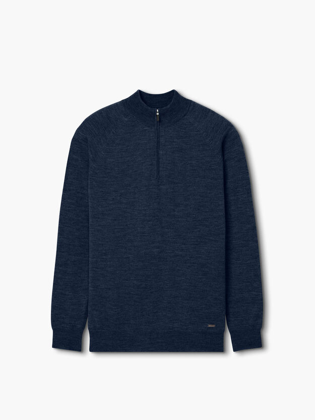 3D Merino Wool Quarter Zip - Navy
