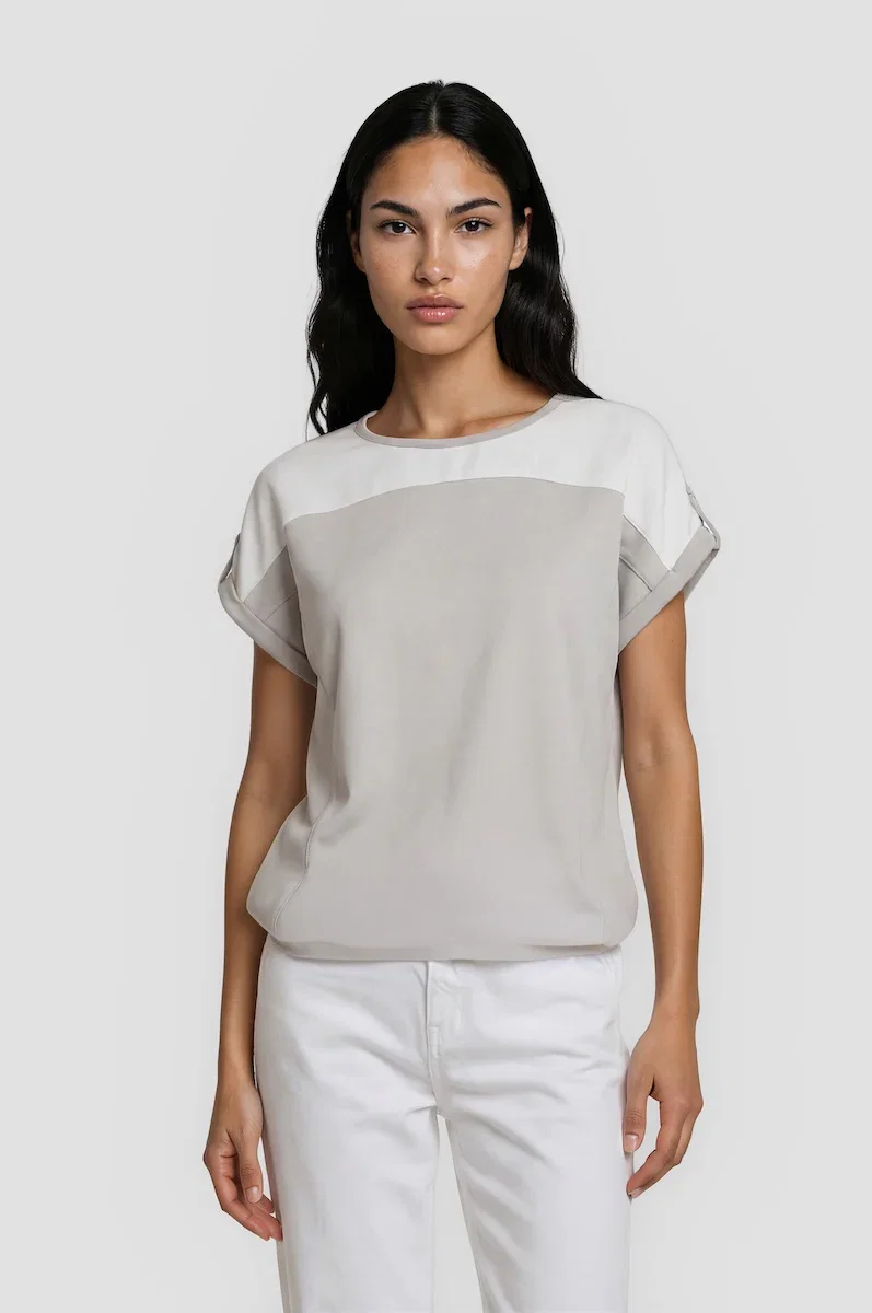 Image of Contrast Tee - Stone