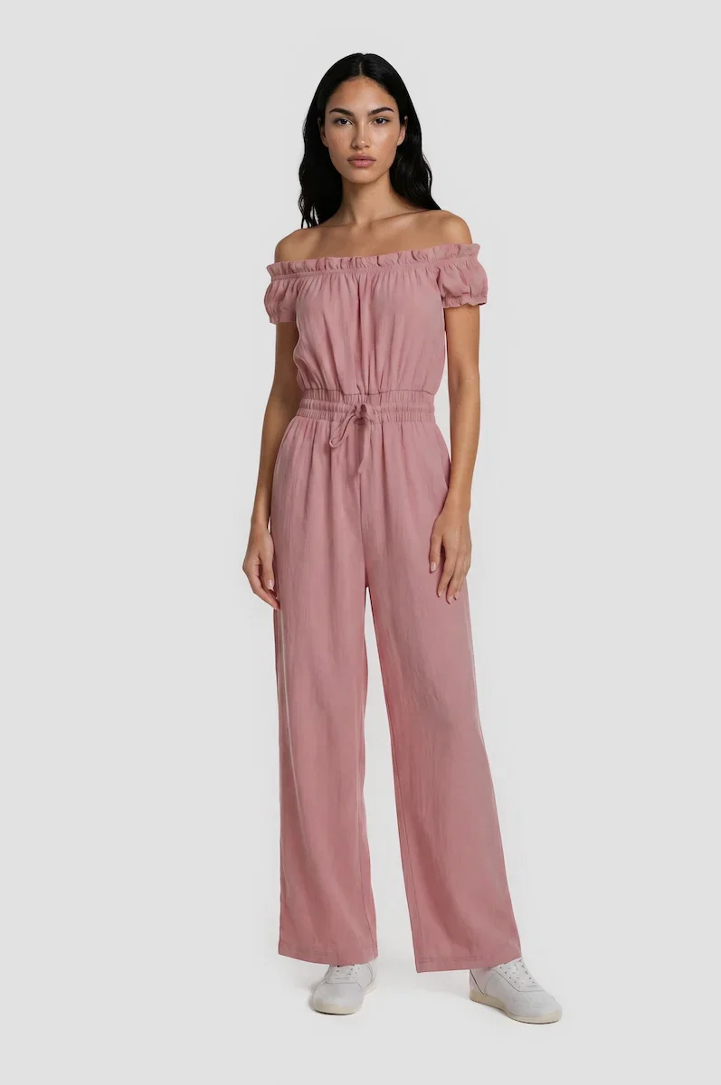 Image of Ruffle Neck Jumpsuit - Blush