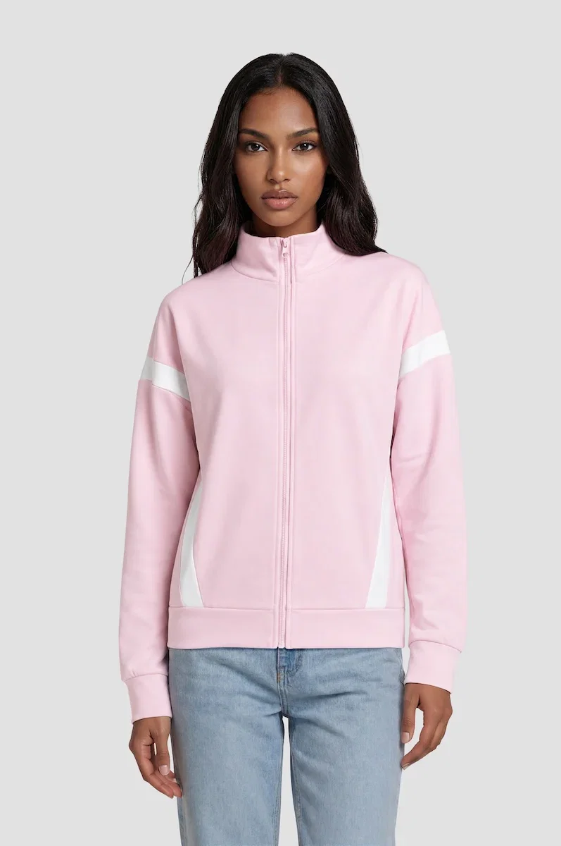 Image of Contrast Zip Up - Pink