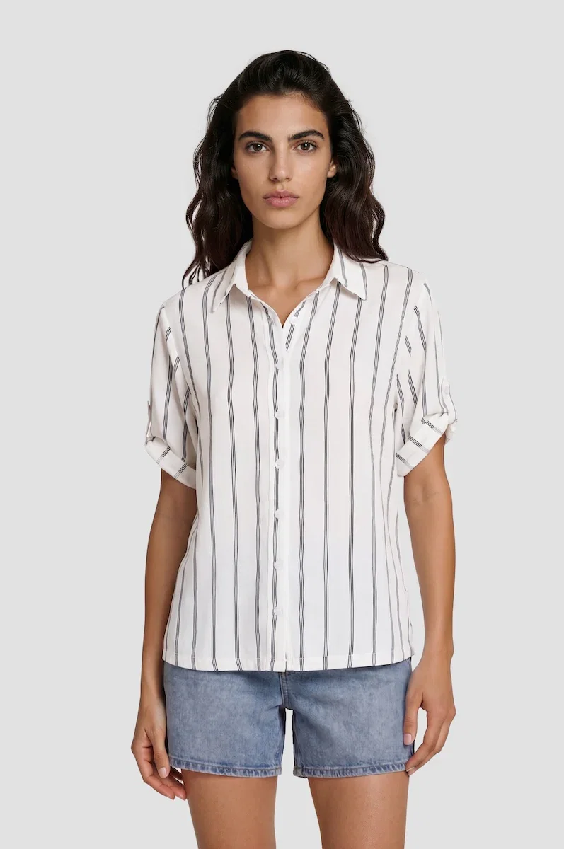 Image of Button Up Short Sleeve Shirt - White