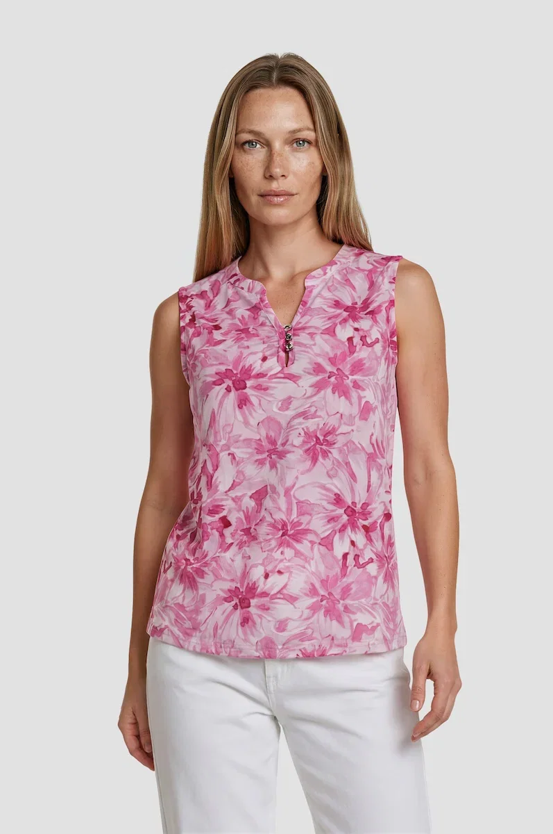 Image of Sleeveless Printed Top - Pink