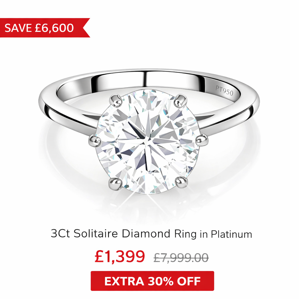 Versa 3Ct Solitaire Lab Grown Diamond Ring in Platinum
