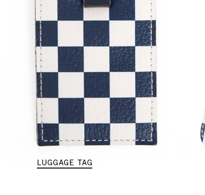Luggage Tag in Navy/Cream Checker