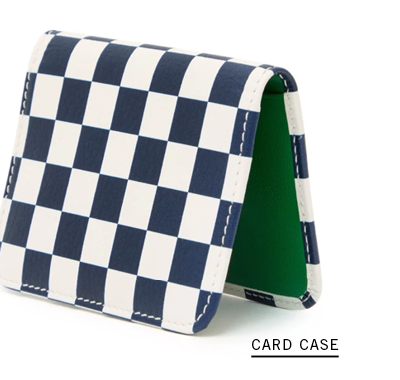 Card Case in Navy/Cream Checker