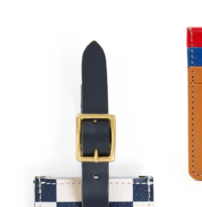 Luggage Tag in Navy/Cream Checker
