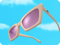Chunky acetate sunglasses against a blue sky