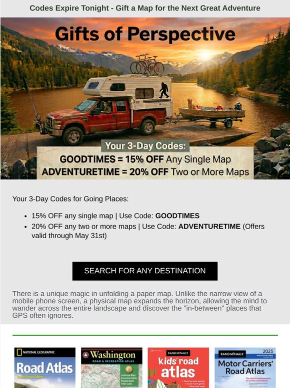 The gift of going places, codes expire tonight