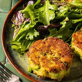 Curried Potato Cakes with Spicy Cilantro Chutney