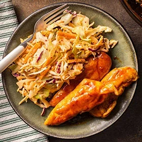 Gochujang Chicken Tenderloins with Kimchi Coleslaw