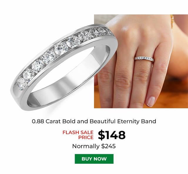 0 88 Carat Bold and Beautiful Eternity Band Platinum Clad