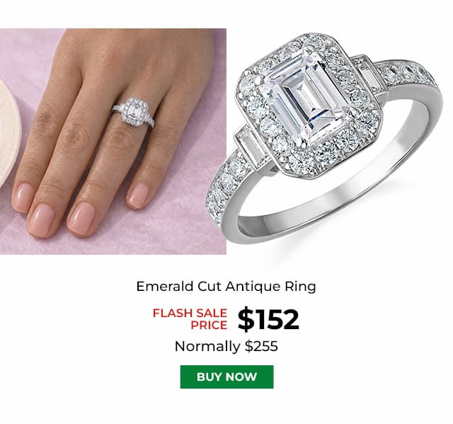 Emerald Cut Antique Ring Platinum Clad