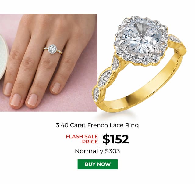 3 40 Carat French Lace Ring Gold Clad