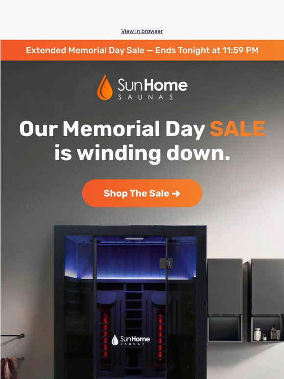 Your sauna discount expires tonight. 🔥