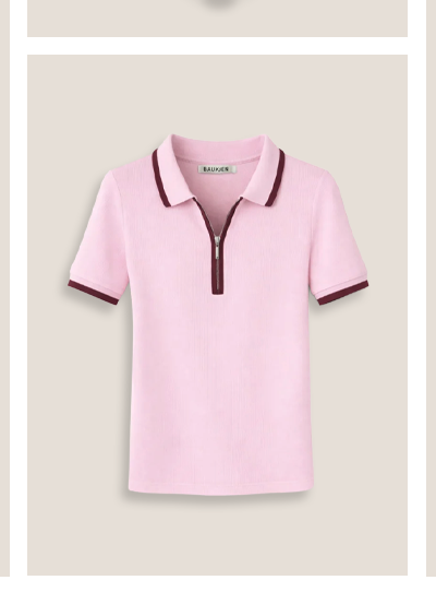 Naomi Organic Rib Zip Collar Top